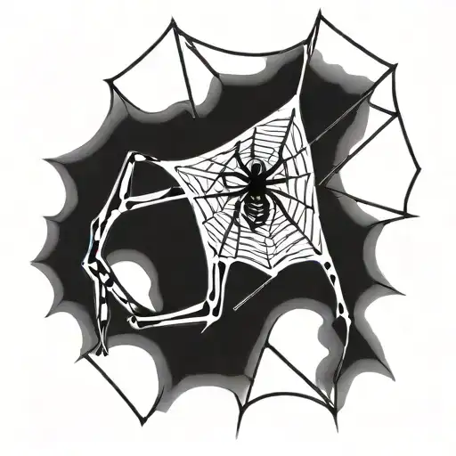 black widow and spider web tattoo design idea