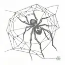 black widow spider and web tattoo design idea