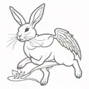 bunny with angel wings flying tattoo design idea