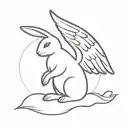 bunny with angel wings flying tattoo design idea