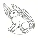 bunny with angel wings flying tattoo design idea