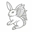small bunny with angel wings flying tattoo design idea