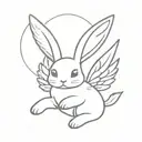 small bunny with angel wings flying tattoo design idea