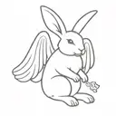 small bunny with angel wings flying tattoo design idea