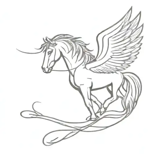 horse with angel wings tattoo design idea