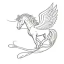 horse with angel wings tattoo design idea