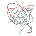Natasha Romanoff's symbol with Wanda Maximoff's symbol surrounded by red magic  tattoo design idea