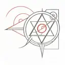 Natasha Romanoff's symbol with Wanda Maximoff's symbol surrounded by red magic  tattoo design idea