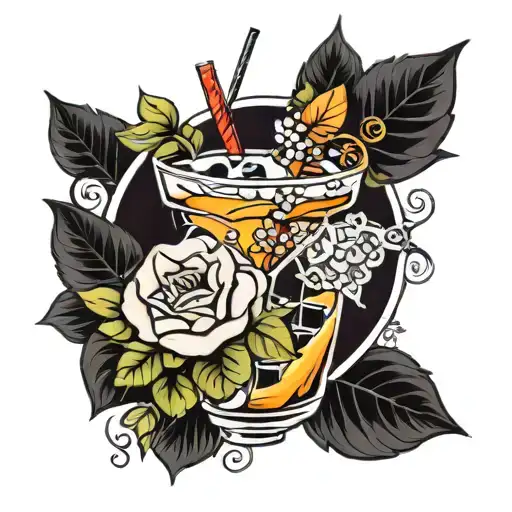 fancy cocktail  tattoo design idea