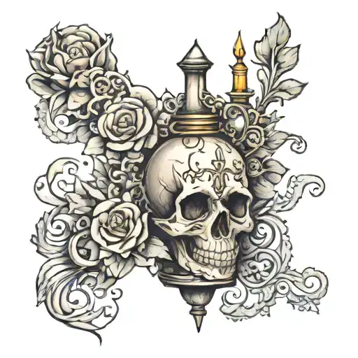 mysterious vial tattoo design idea