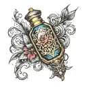 mysterious vial tattoo design idea