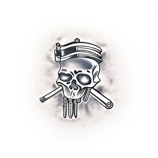 minimalist, two black skeleton keys attached to a ring tattoo design idea