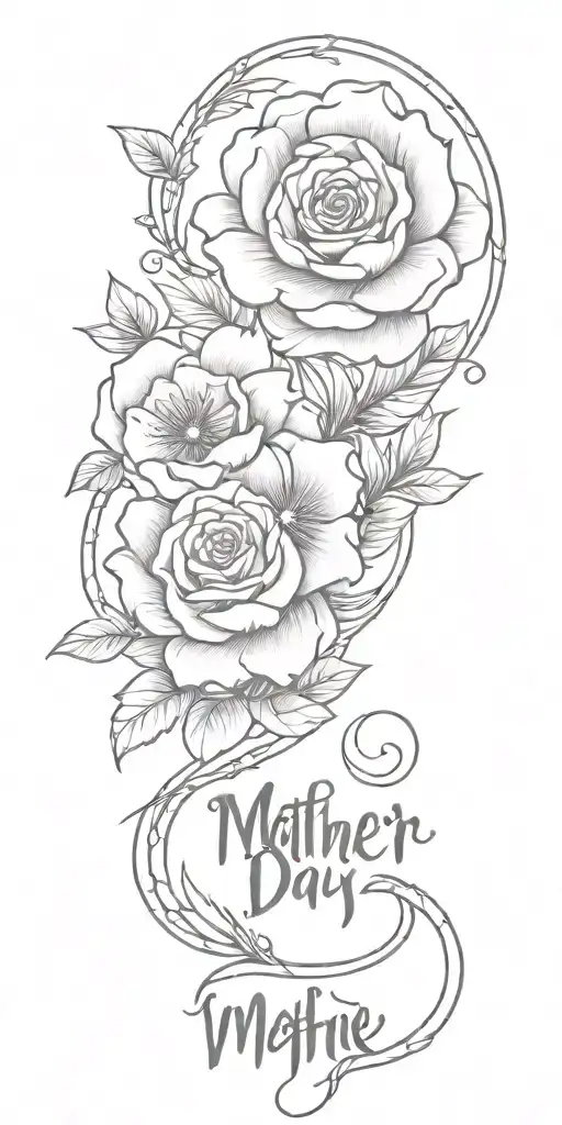 mother day one" written tattoo design idea