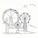 A minimalist tattoo design of a whimsical amusement park with roller coasters and ferris wheels, symbolizing your love for fun and excitement tattoo design idea