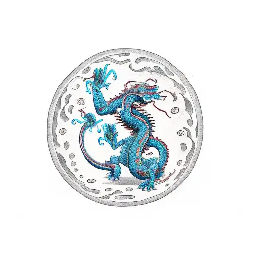 dragon similar to shenron protecting baby hippo tattoo design idea