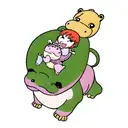 dragon  protecting baby hippo tattoo design idea