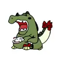 dragon  protecting baby hippo tattoo design idea