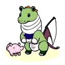 dragon  protecting baby hippo tattoo design idea