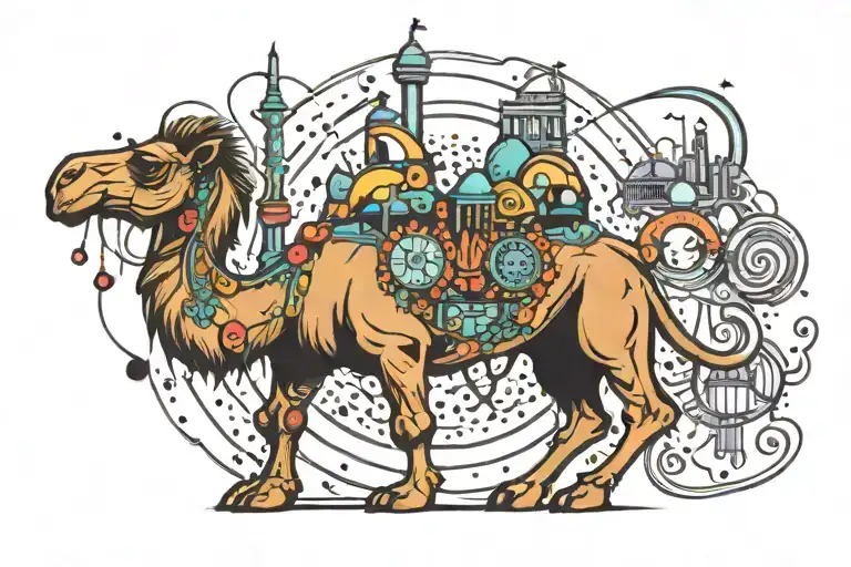 rave party techno camel tattoo design idea