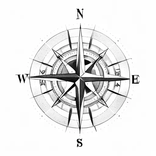 compass, time, arrow  futuristic design tattoo design idea