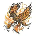 i want an phoenix mixed with the aurora boreal effect and colours tattoo design idea