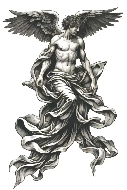 falling angel male tattoo design idea