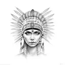 female Indian chief  tattoo design idea