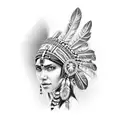 female Indian chief  tattoo design idea