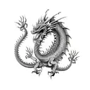 metal dragon with floral and skeletal structure more flowers and more detailed tattoo design idea