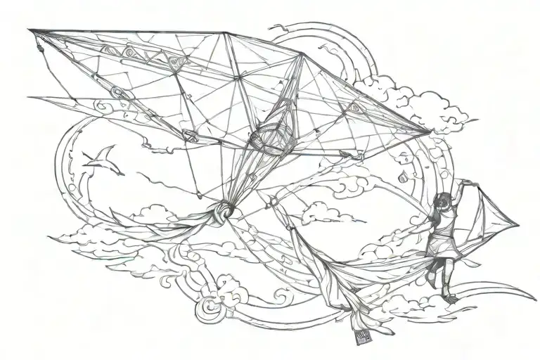 soaring kite flying tattoo design idea