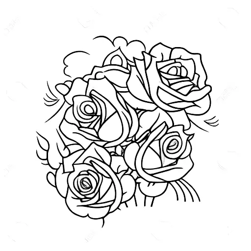 a dark tower in a sea of red roses tattoo design idea