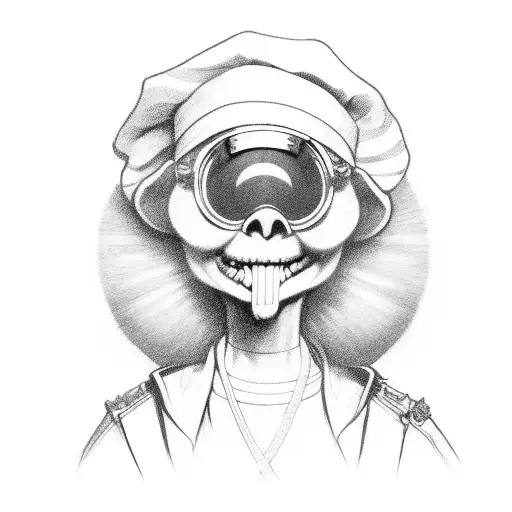 gremilins gizmo in beret fist raised  tattoo design idea