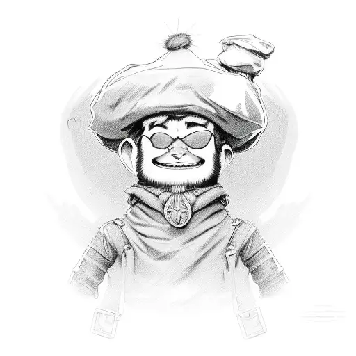 gremilins gizmo with beret hat clenched fist raised  tattoo design idea