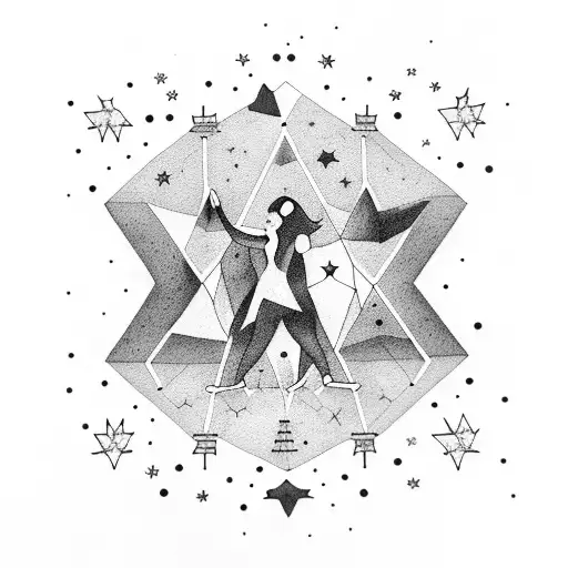 Festival crowd dancing under a starry sky with Ursa Major constellation tattoo design idea