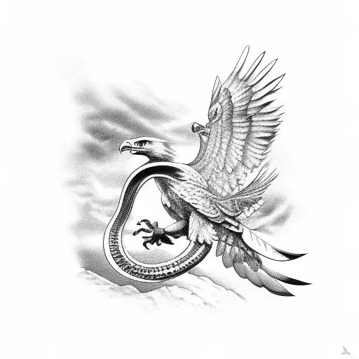 Eagle fighting with Snake tattoo design idea