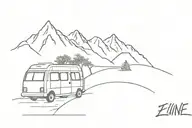 New zealand, broken 2006 nissan caravan, mountains, lake, fruit orchard, hiking, skiing tattoo design idea