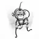 Monkey with Bug Cute Flash tattoo design idea