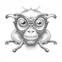 Monkey with Bug Cute Flash tattoo design idea