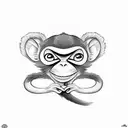 Monkey with Bug Cute Flash tattoo design idea