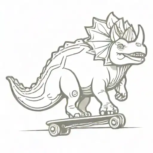 Triceratops on a skateboard with a backpack tattoo design idea