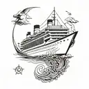 cruise ship sailing tattoo design idea