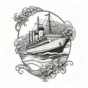 cruise ship sailing tattoo design idea
