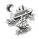 cruise ship sailing tattoo design idea