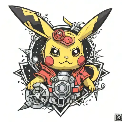 A tattoo of a Pikachu wearing a Gundam suit tattoo design idea