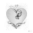 A heart-shaped music sheet with love lyrics tattoo design idea