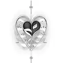 A heart-shaped music sheet with love lyrics tattoo design idea