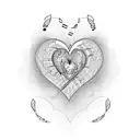 A heart-shaped music sheet with love lyrics tattoo design idea