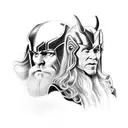 loki con thor para el brazo tattoo design idea