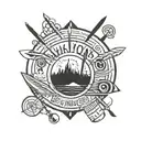 circle, cooking knives, ski canoe Yukon mountains, River fishing, travel adventure! tattoo design idea