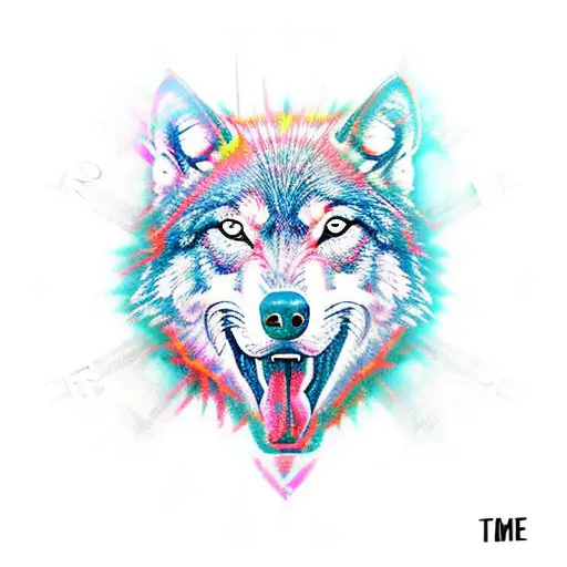 time travel clock with howling wolf tattoo design idea